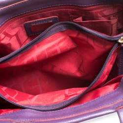 Pre Owned Furla Purple Leather Shopper Tote