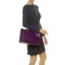 Pre Owned Furla Purple Leather Linda Satchel