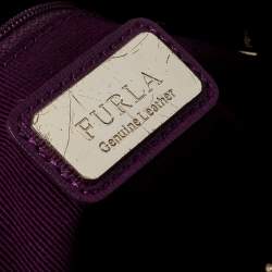 Pre Owned Furla Purple Leather Linda Satchel