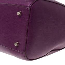 Pre Owned Furla Purple Leather Linda Satchel