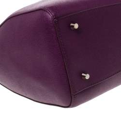Pre Owned Furla Purple Leather Linda Satchel