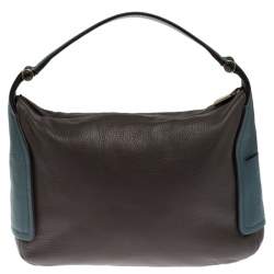 Pre Owned Furla Two Tone Leather Top Zip Hobo 