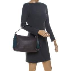 Pre Owned Furla Two Tone Leather Top Zip Hobo 