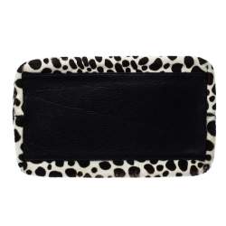 Pre Owned Furla Black/Fuchsia Rubber and Leather Leopard Detailed Candy Satchel