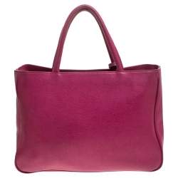 Pre Owned Furla Hot Pink Textured Leather Tote 