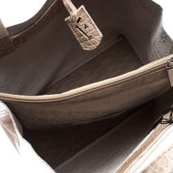 Pre Owned Furla Beige Croc Embossed Leather Divide It Tote