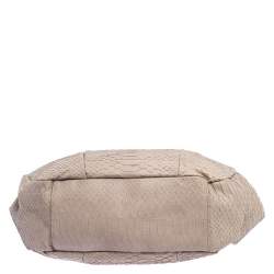 Pre Owned Furla Grey Python Embossed Leather Drawstring Hobo