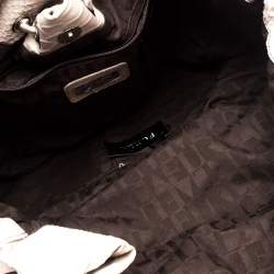 Pre Owned Furla Grey Python Embossed Leather Drawstring Hobo