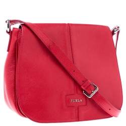 Pre Owned حقيبة كروس فورلا جلد أحمر
