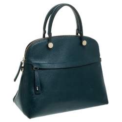 Pre Owned Furla Deep Green Leather Piper Dome Satchel