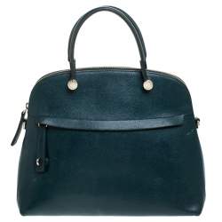 Pre Owned Furla Deep Green Leather Piper Dome Satchel