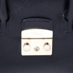 Pre Owned Furla Black Leather Small Metropolis Tote
