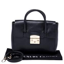 Pre Owned Furla Black Leather Small Metropolis Tote