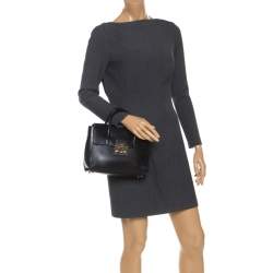 Pre Owned Furla Black Leather Small Metropolis Tote