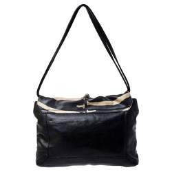 Pre Owned حقيبة كتف فورلا قلاب جلد طباعة زيبرا سوداء