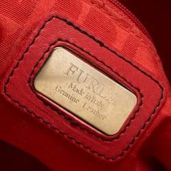 Pre Owned Furla Orange Leather Fold Over Shoulder Bag