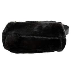 Pre Owned Furla Black Faux Fur Caos Shoulder Bag