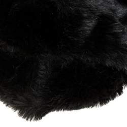 Pre Owned Furla Black Faux Fur Caos Shoulder Bag