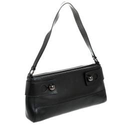 Pre Owned Furla Black Leather Shoulder Bag