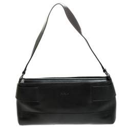 Pre Owned Furla Black Leather Shoulder Bag