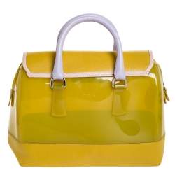 Pre Owned Furla Multicolor Glossy Rubber and Leather Push Lock Candy Satchel