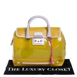 Pre Owned Furla Multicolor Glossy Rubber and Leather Push Lock Candy Satchel