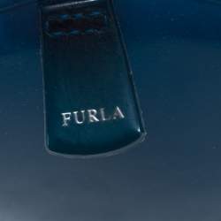 Pre Owned Furla Blue Rubber Candy Satchel with Charm