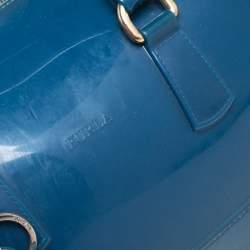 Pre Owned Furla Blue Rubber Candy Satchel with Charm