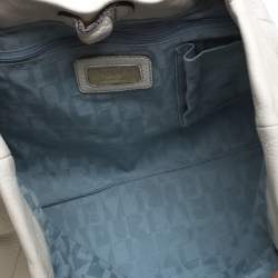 Pre Owned Furla Off White Leather Braided Side Medium Tote
