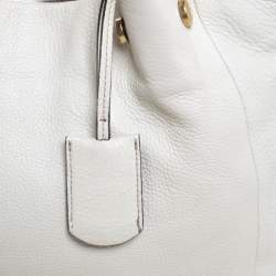Pre Owned Furla Off White Leather Braided Side Medium Tote