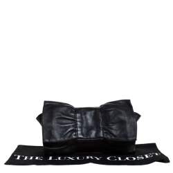 Pre Owned Furla Black Leather Bow Clutch