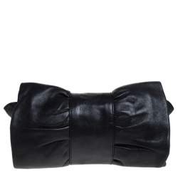 Pre Owned Furla Black Leather Bow Clutch