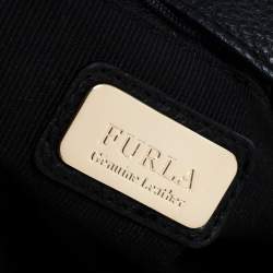 Pre Owned Furla Off White/Black Leather Elizabeth Zip Hobo