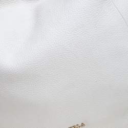 Pre Owned Furla Off White/Black Leather Elizabeth Zip Hobo