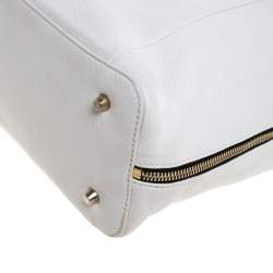 Pre Owned Furla Off White/Black Leather Elizabeth Zip Hobo