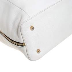 Pre Owned Furla Off White/Black Leather Elizabeth Zip Hobo