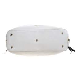 Pre Owned Furla Off White/Black Leather Elizabeth Zip Hobo