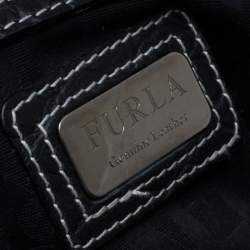 Pre Owned Furla Black Crocodile Embossed Leather Medium Tassel Tote