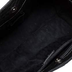 Pre Owned Furla Black Crocodile Embossed Leather Medium Tassel Tote