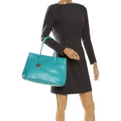 Pre Owned Furla Mint Green Leather Linda Tote