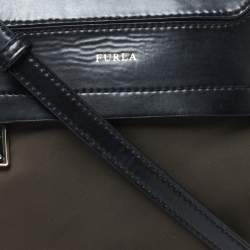 Pre Owned Furla Military Green Nylon and Leather Pop S Bandoliera Bag