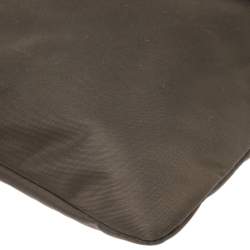 Pre Owned Furla Military Green Nylon and Leather Pop S Bandoliera Bag