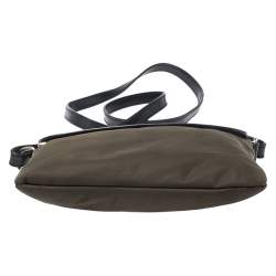 Pre Owned Furla Military Green Nylon and Leather Pop S Bandoliera Bag