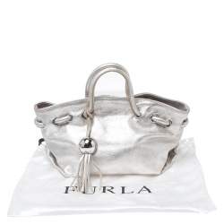 Pre Owned Furla Silver Leather Mini Carmen Satchel