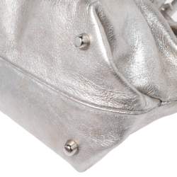 Pre Owned Furla Silver Leather Mini Carmen Satchel