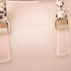 Pre Owned Furla Pink/Beige Glossy Rubber and Rattan Candy Satchel Bag