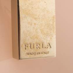 Pre Owned Furla Pink/Beige Glossy Rubber and Rattan Candy Satchel Bag