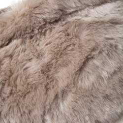 Pre Owned Furla Beige Faux Fur Drawstring Crossbody Bag