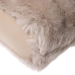 Pre Owned Furla Beige Faux Fur Drawstring Crossbody Bag