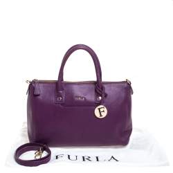 Pre Owned Furla Purple Leather Medium Linda Tote